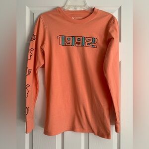 Dutch Bros Coffee SMALL Long Sleeve T Shirt Peachy Orange 1992 Retro Look